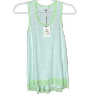 Matilda Jane 435 Three Legged Race Tank Top Blue White Striped Size 12 NWT